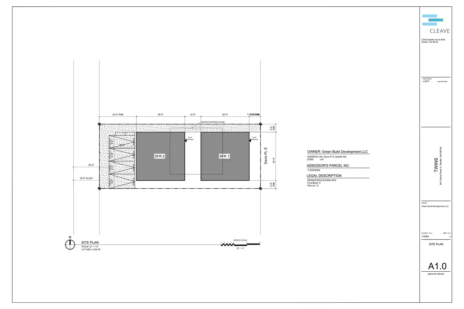 Site plan for 941 Davis Pl S