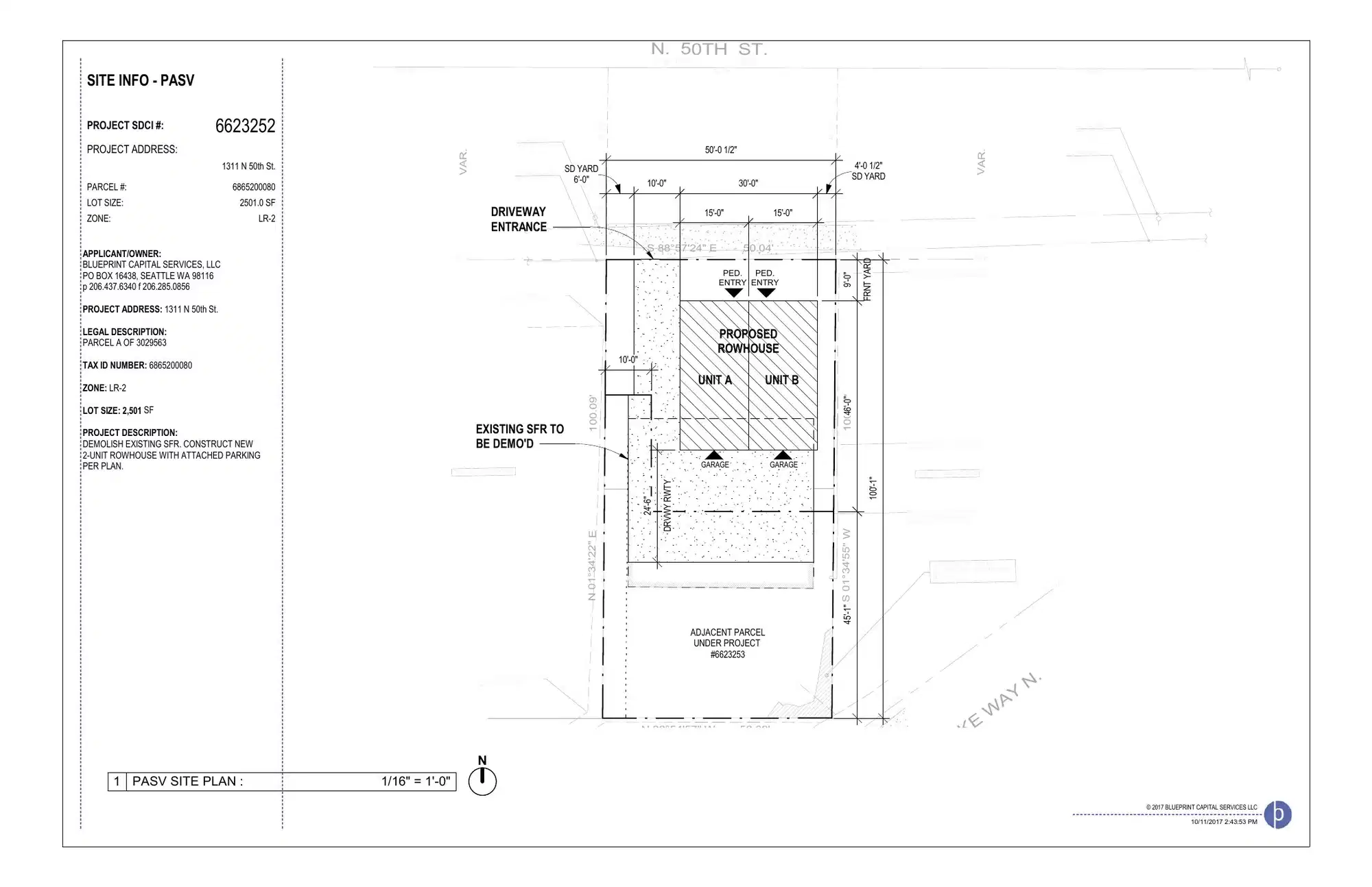 Site plan for 1315 N 50th St