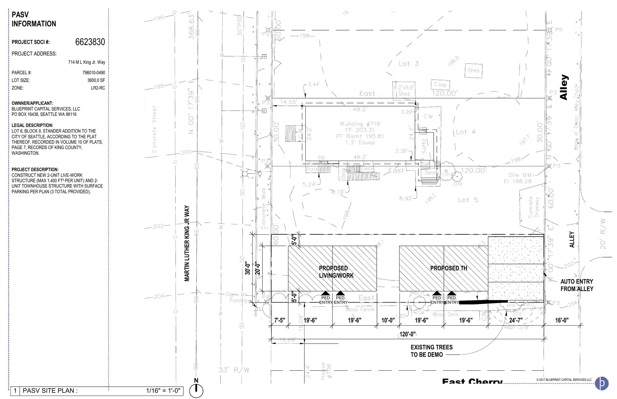 Site plan for 712 M L King Jr Way