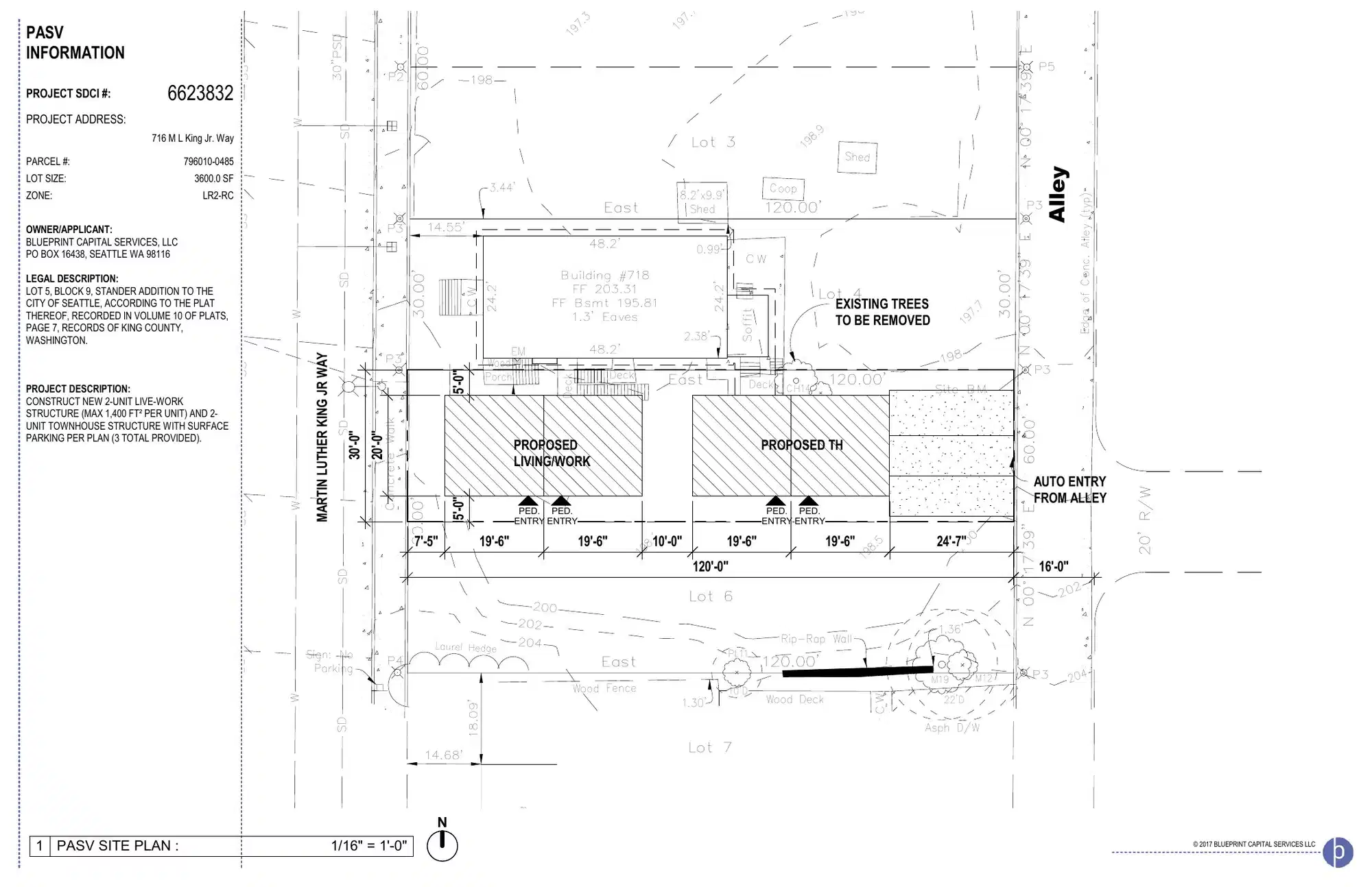 Site plan for 716 M L King Jr Way