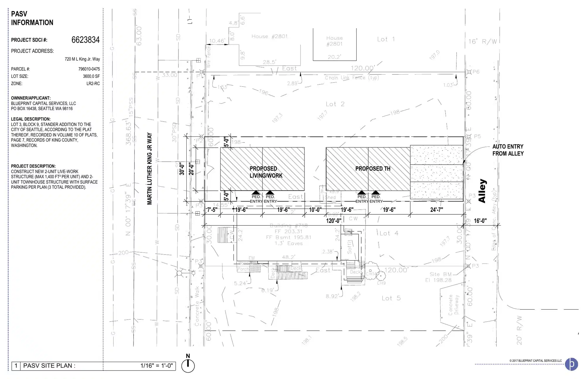 Site plan for 722 M L King Jr Way