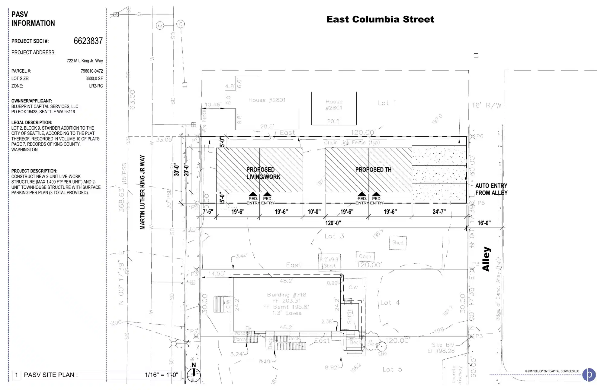 Site plan for 726 A M L King Jr Way