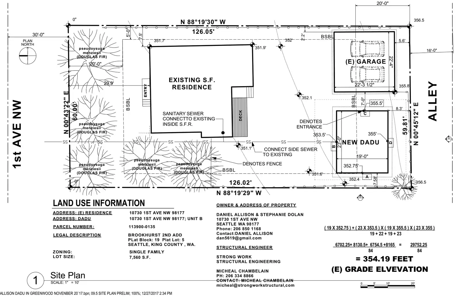 Site plan for 10730 1st Ave NW