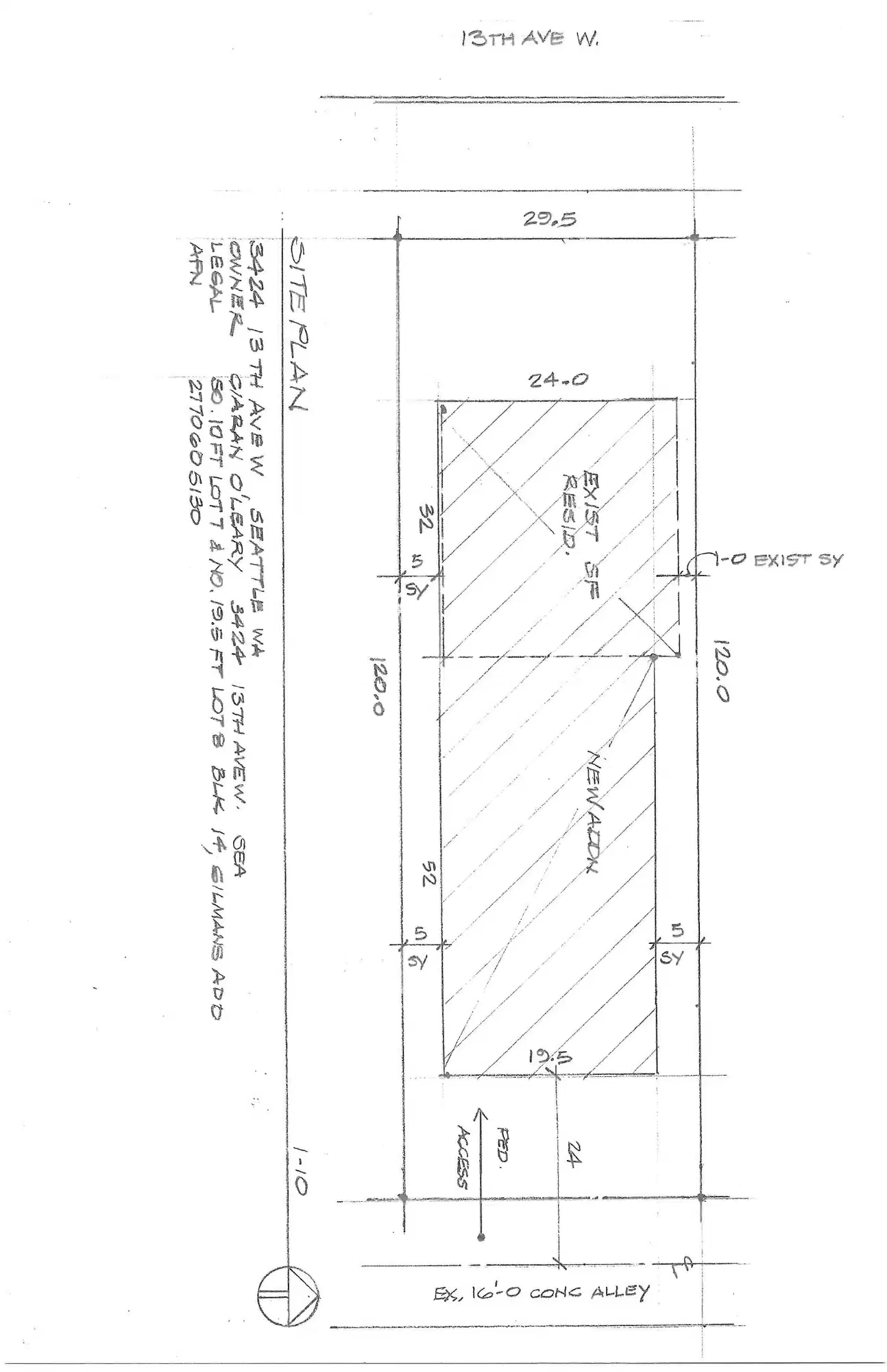 Site plan for 3424 13th Ave W