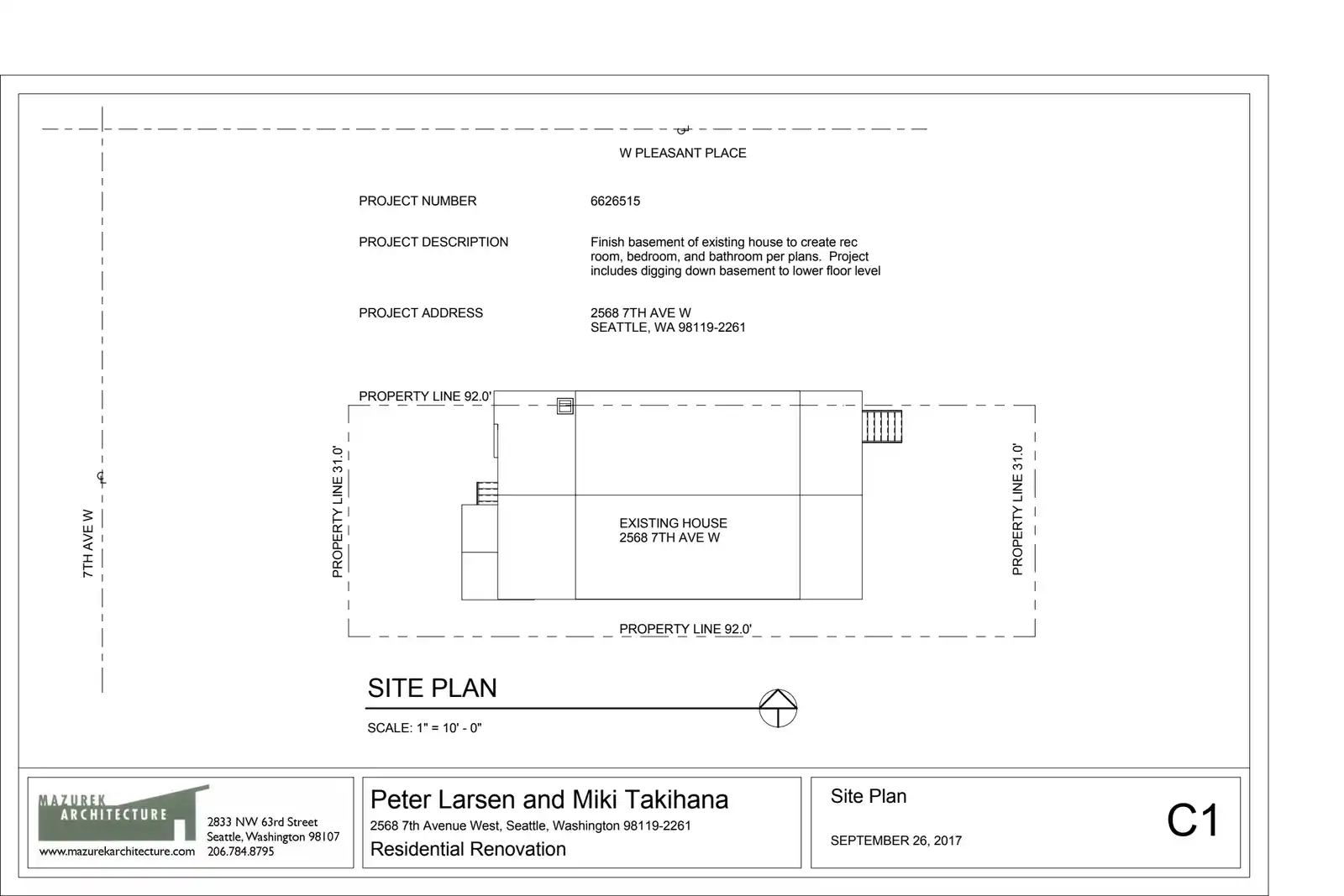 Site plan for 2568 7th Ave W