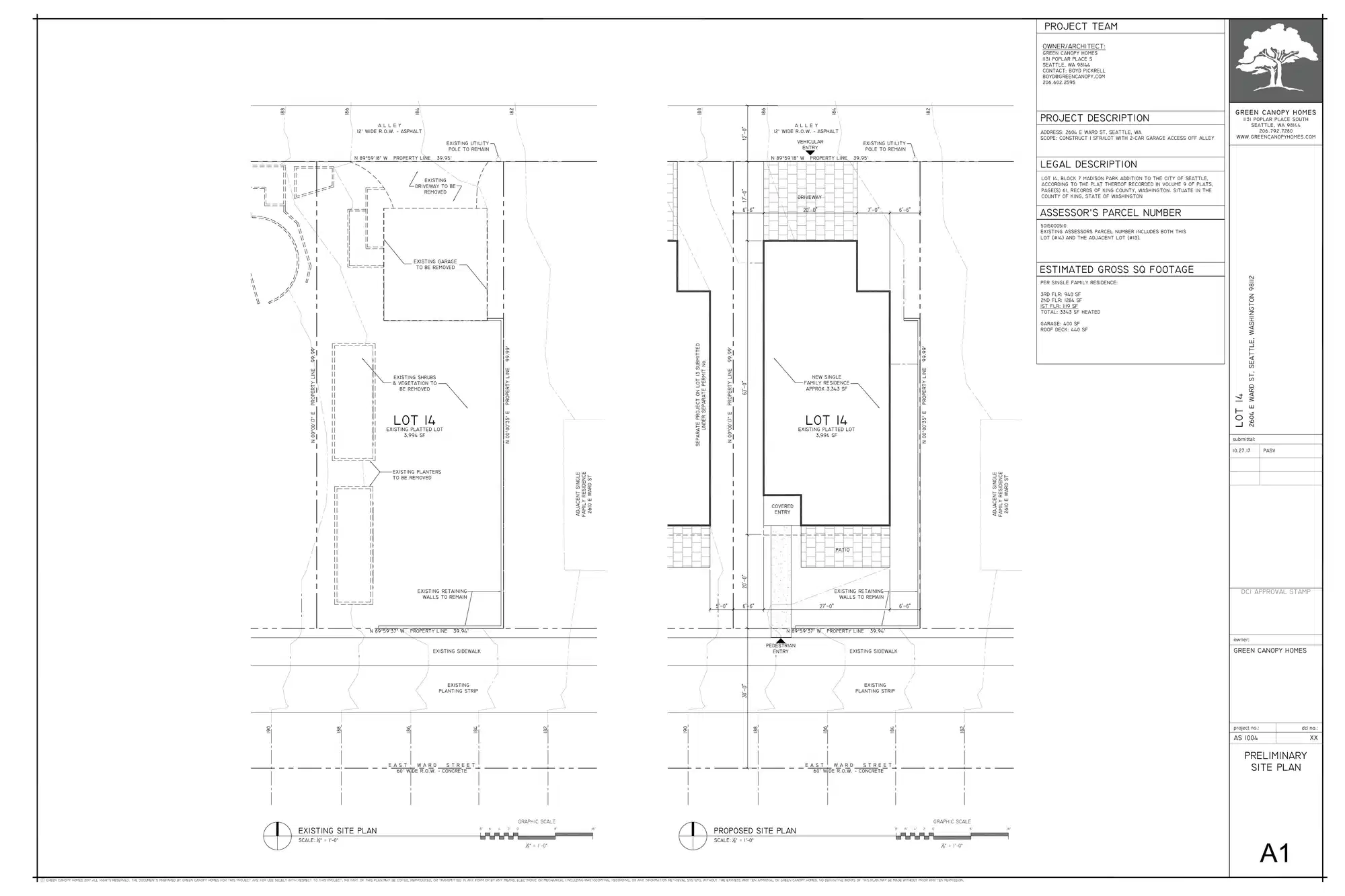 Site plan for 2604 E Ward St