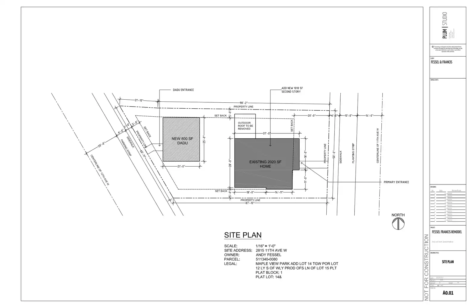 Site plan for 2812 12th Ave W