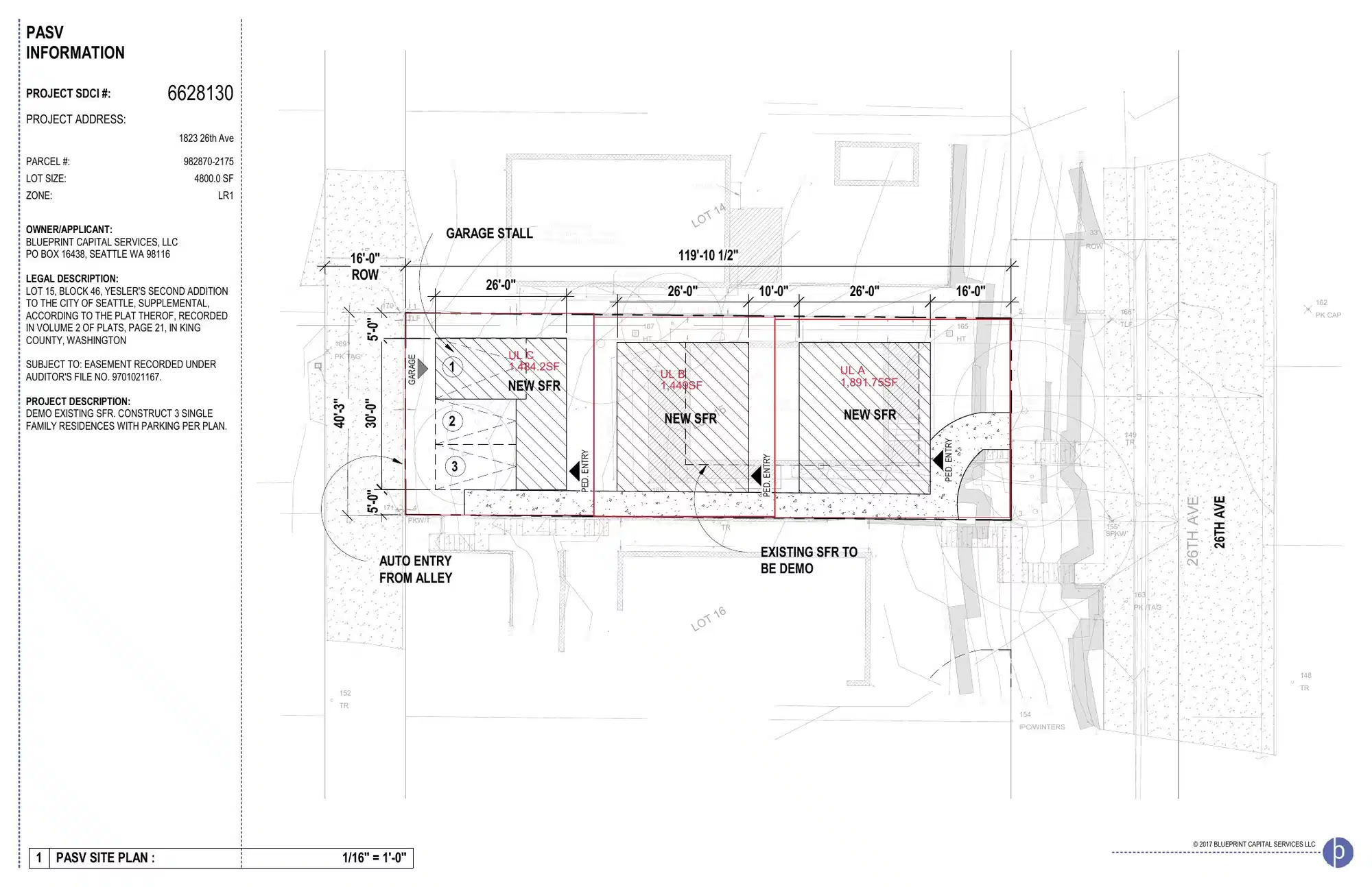 Site plan for 1823 A 26th Ave