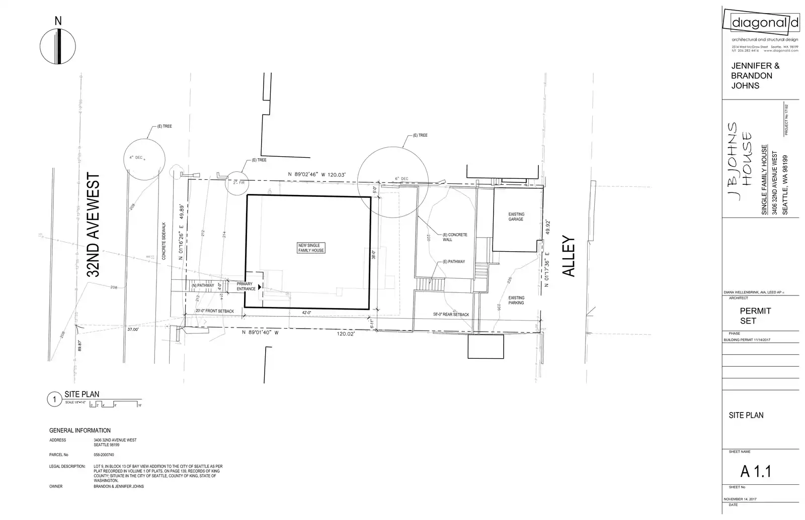 Site plan for 3406 32nd Ave W