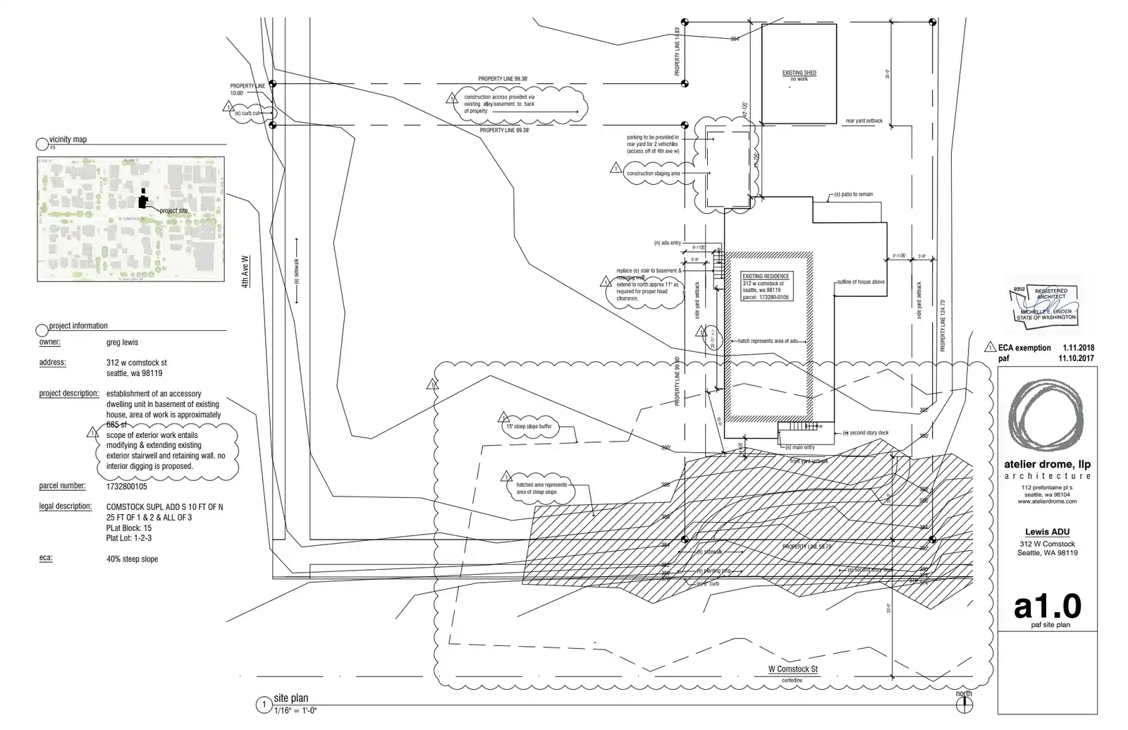 Site plan for 312 W Comstock St