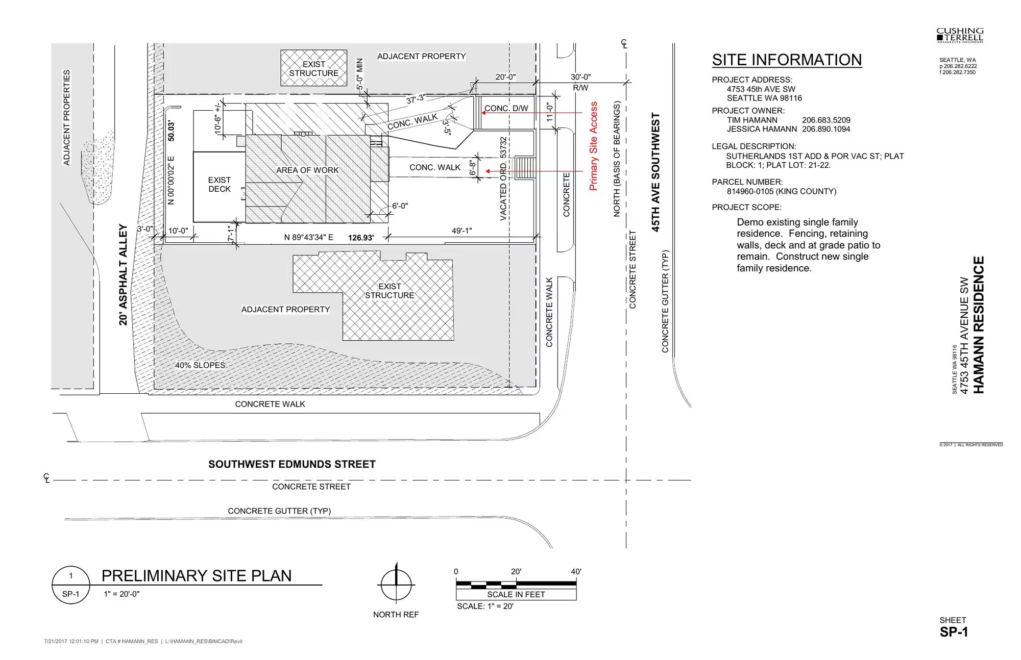 Site plan for 4753 45th Ave SW