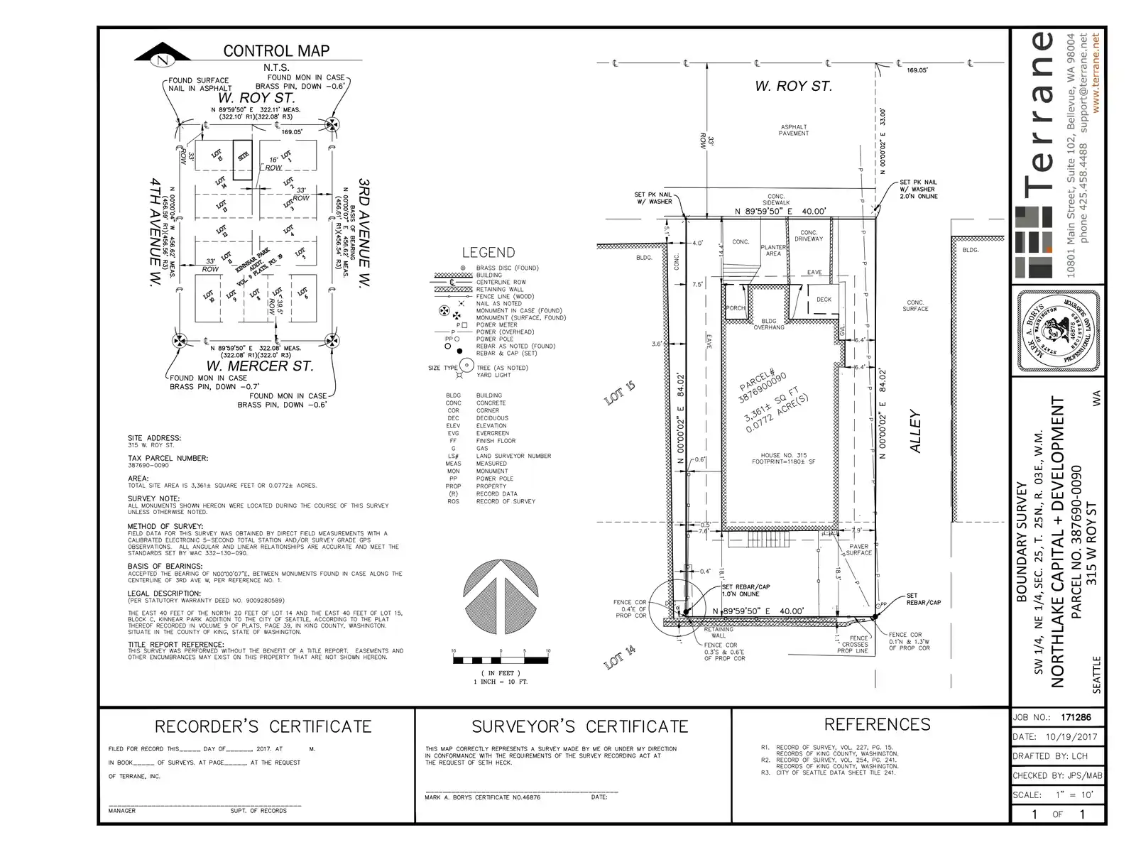 Site plan for 315 W Roy St