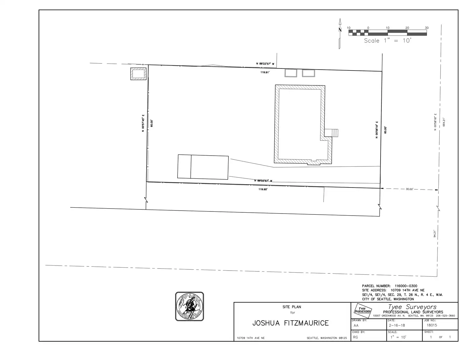 Site plan for 10709 14th Ave NE