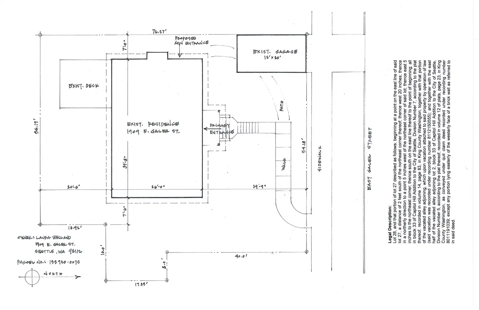 Site plan for 1909 E Galer St