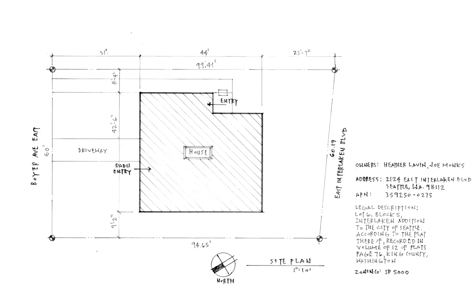 Site plan for 2124 E Interlaken Blvd