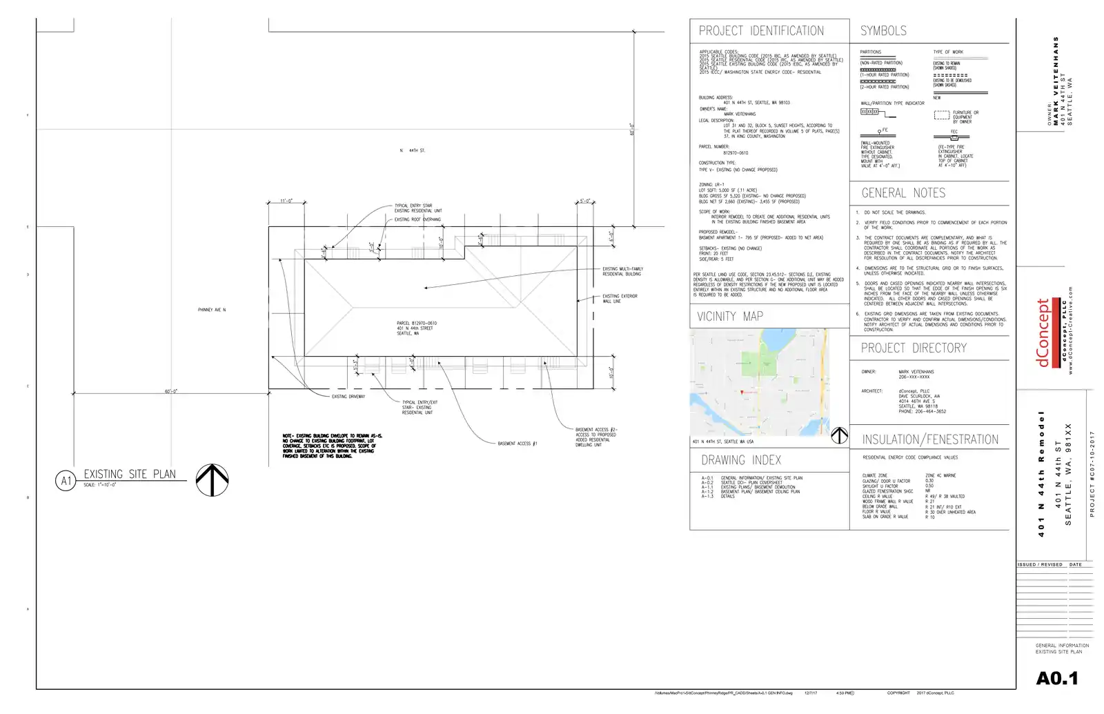 Site plan for 401 N 44th St