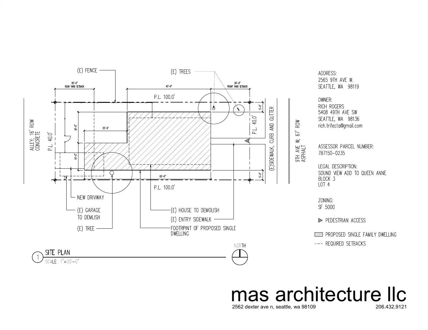 Site plan for 2565 9th Ave W