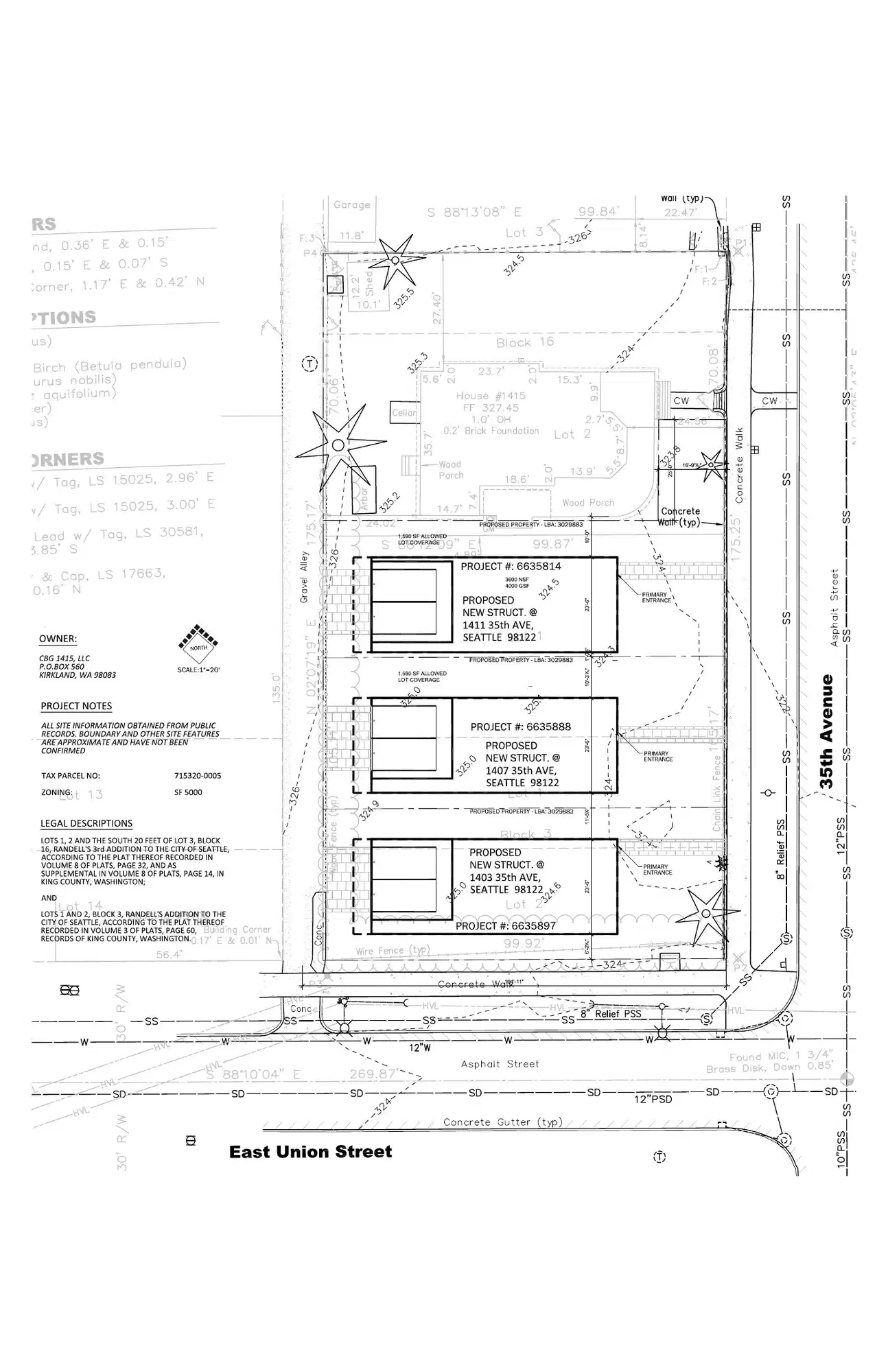 Site plan for 1407 35th Ave