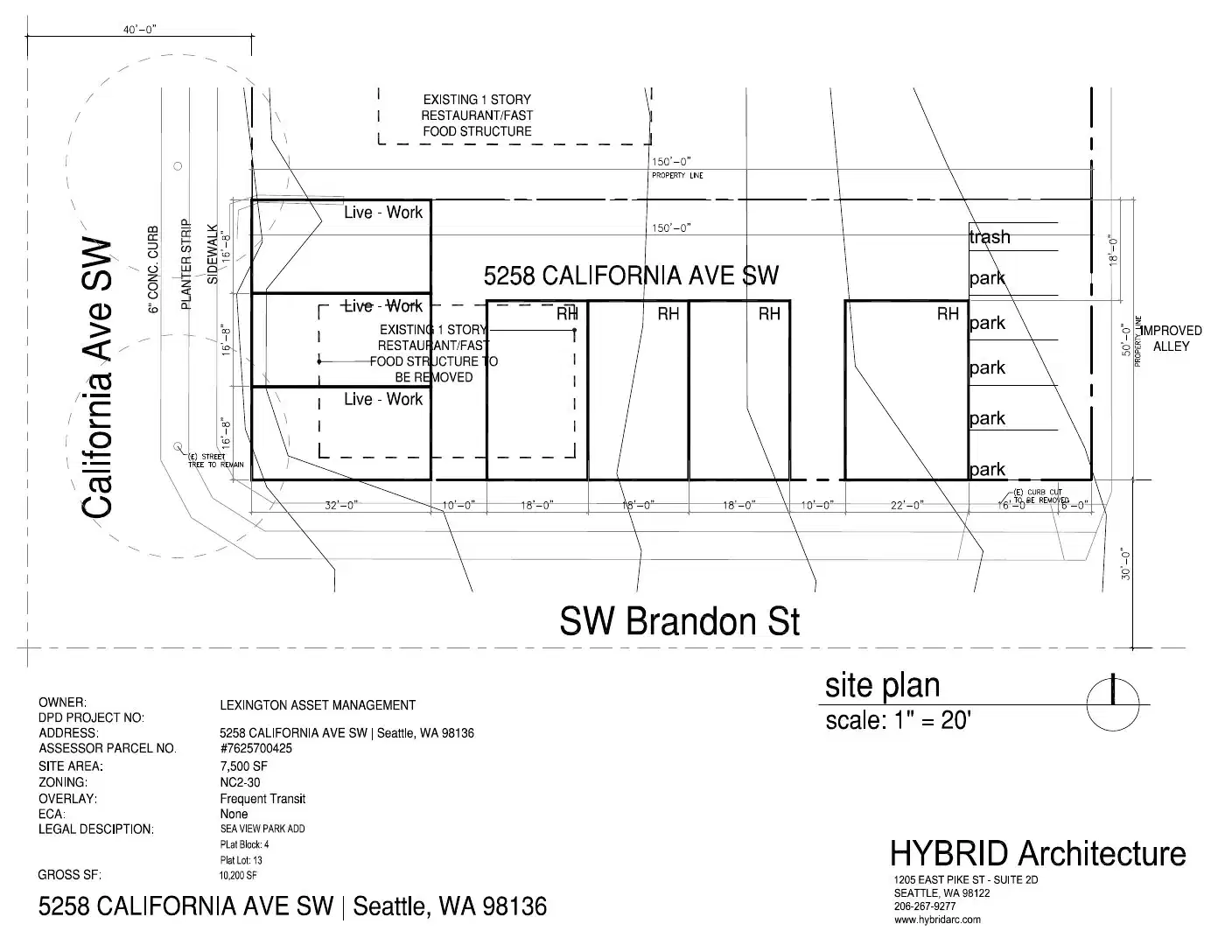 Site plan for 5258 California Ave SW