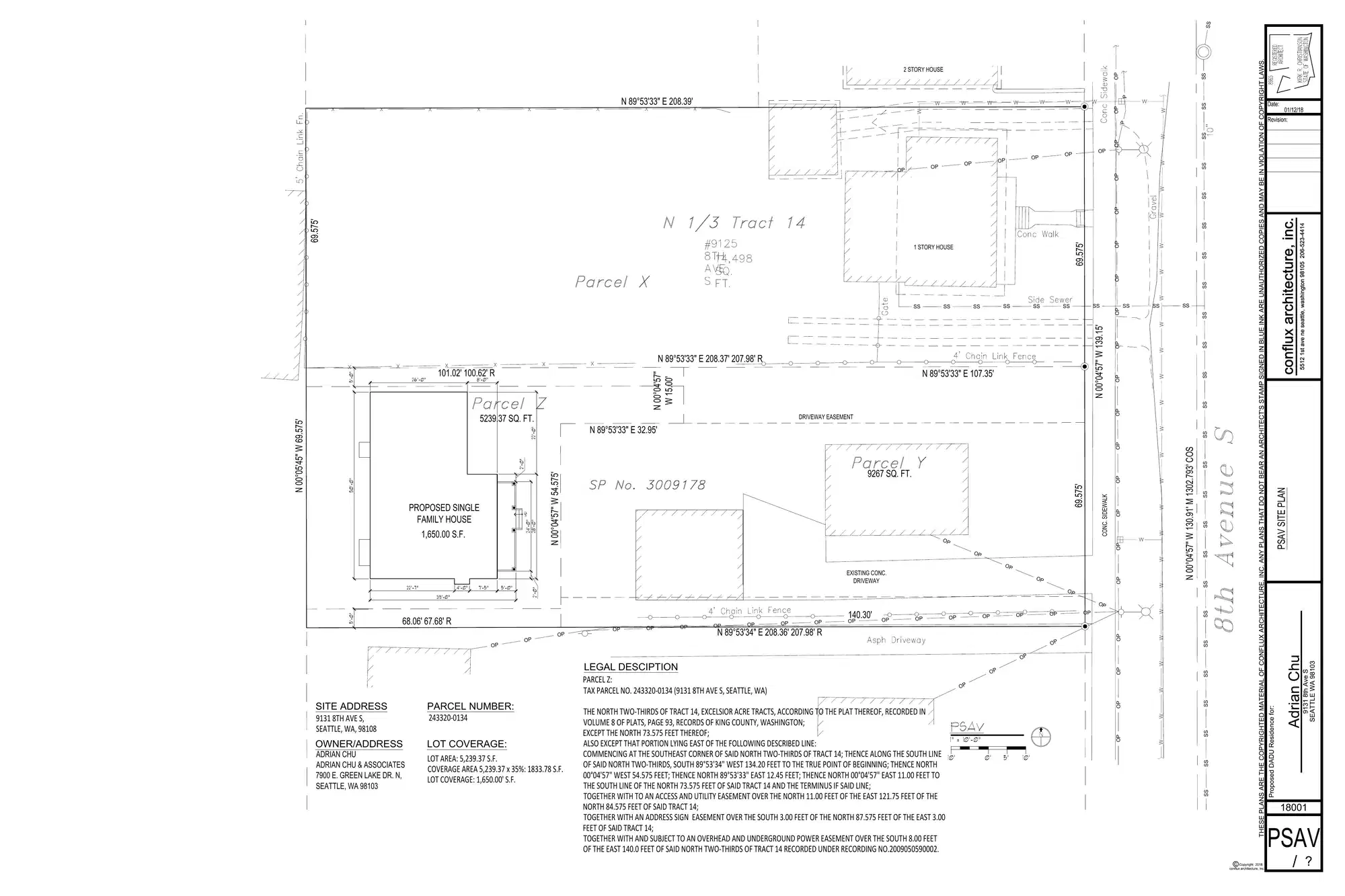 Site plan for 9131 8th Ave S