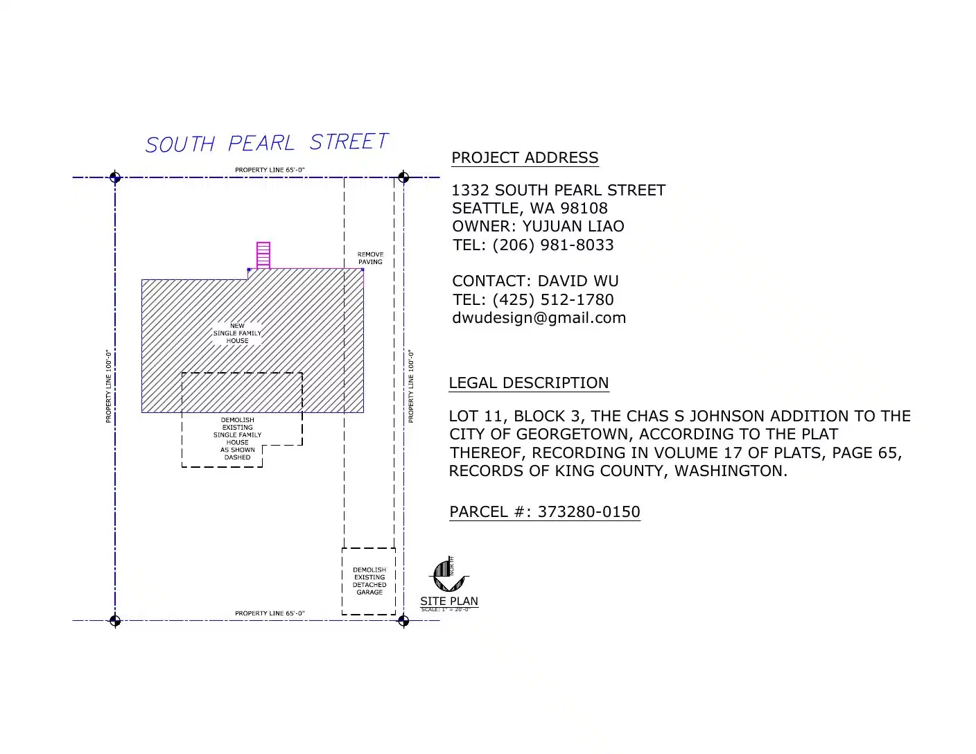 Site plan for 1332 S Pearl St