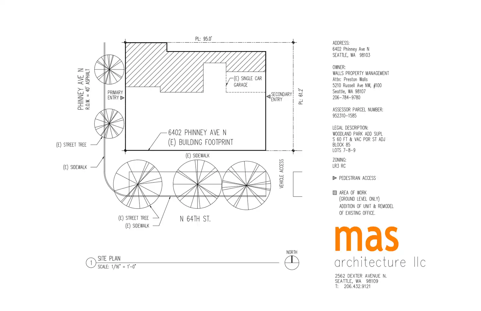 Site plan for 6402 Phinney Ave N
