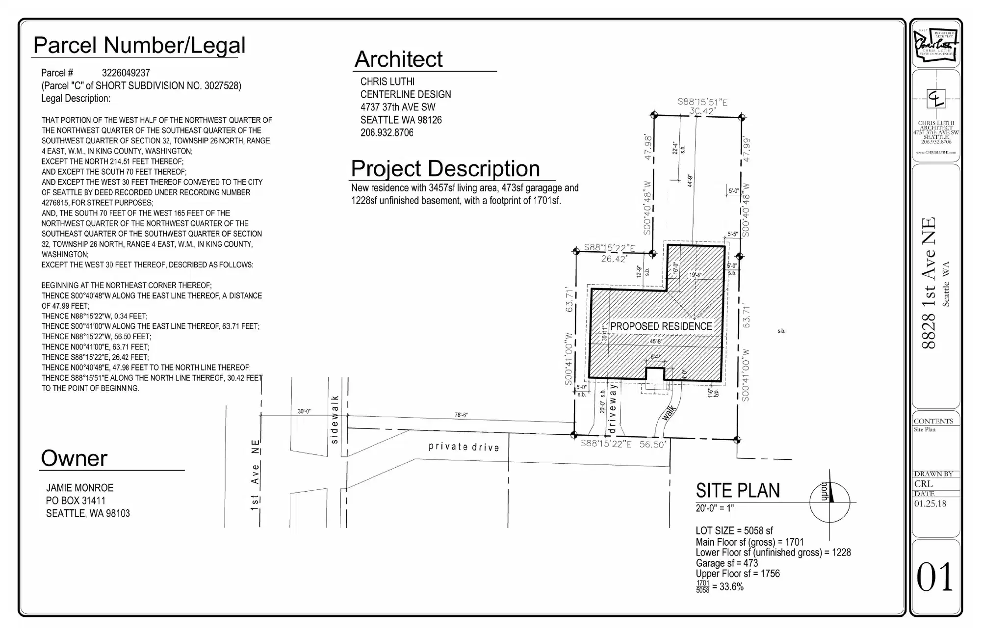 Site plan for 8828 1st Ave NE