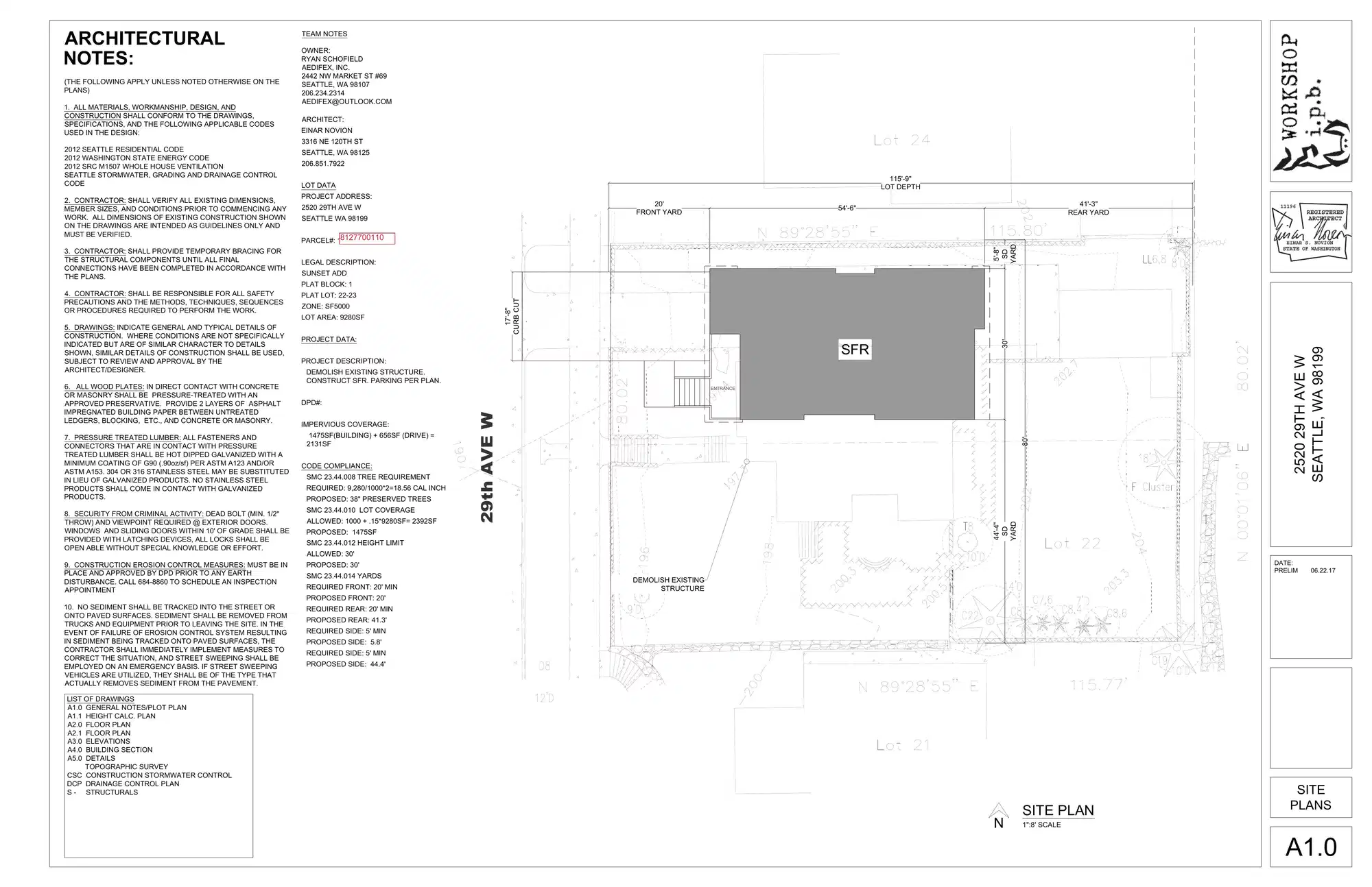 Site plan for 2520 29th Ave W