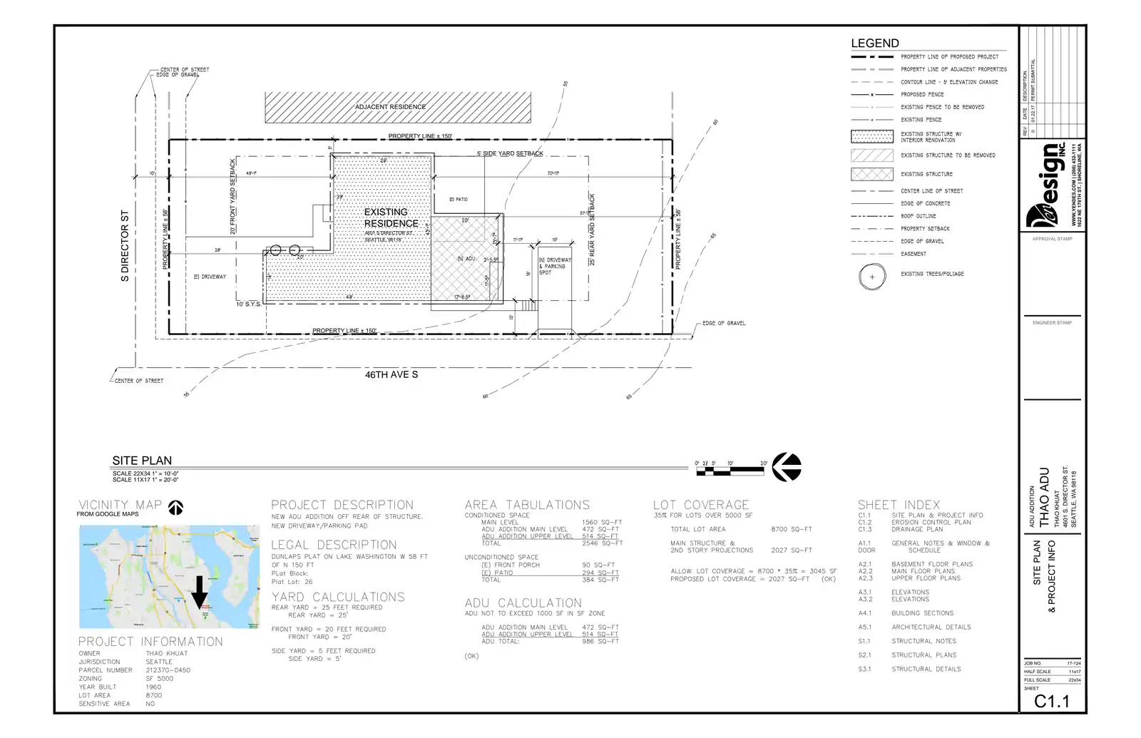 Site plan for 4601 S Director St