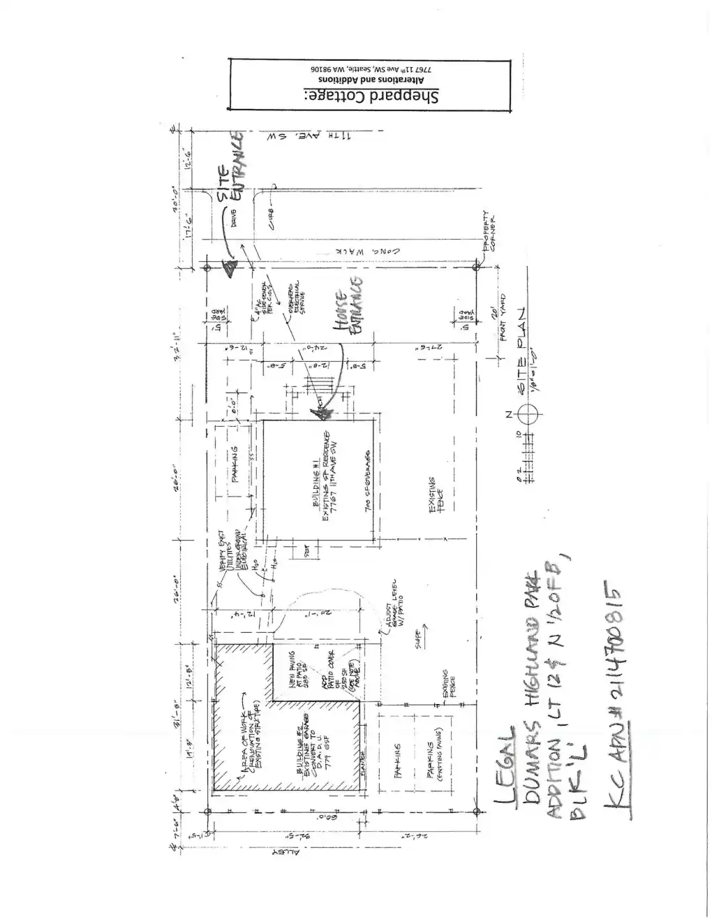 Site plan for 7767 11th Ave SW