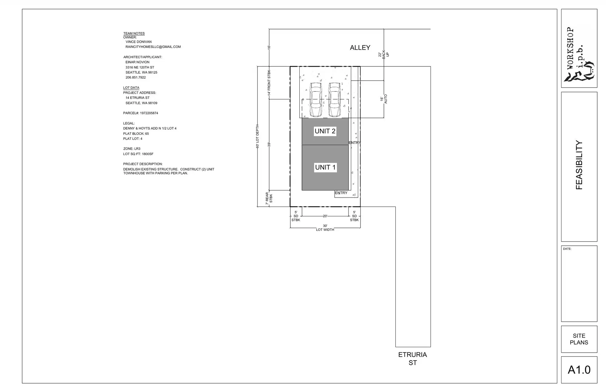 Site plan for 14 Etruria St