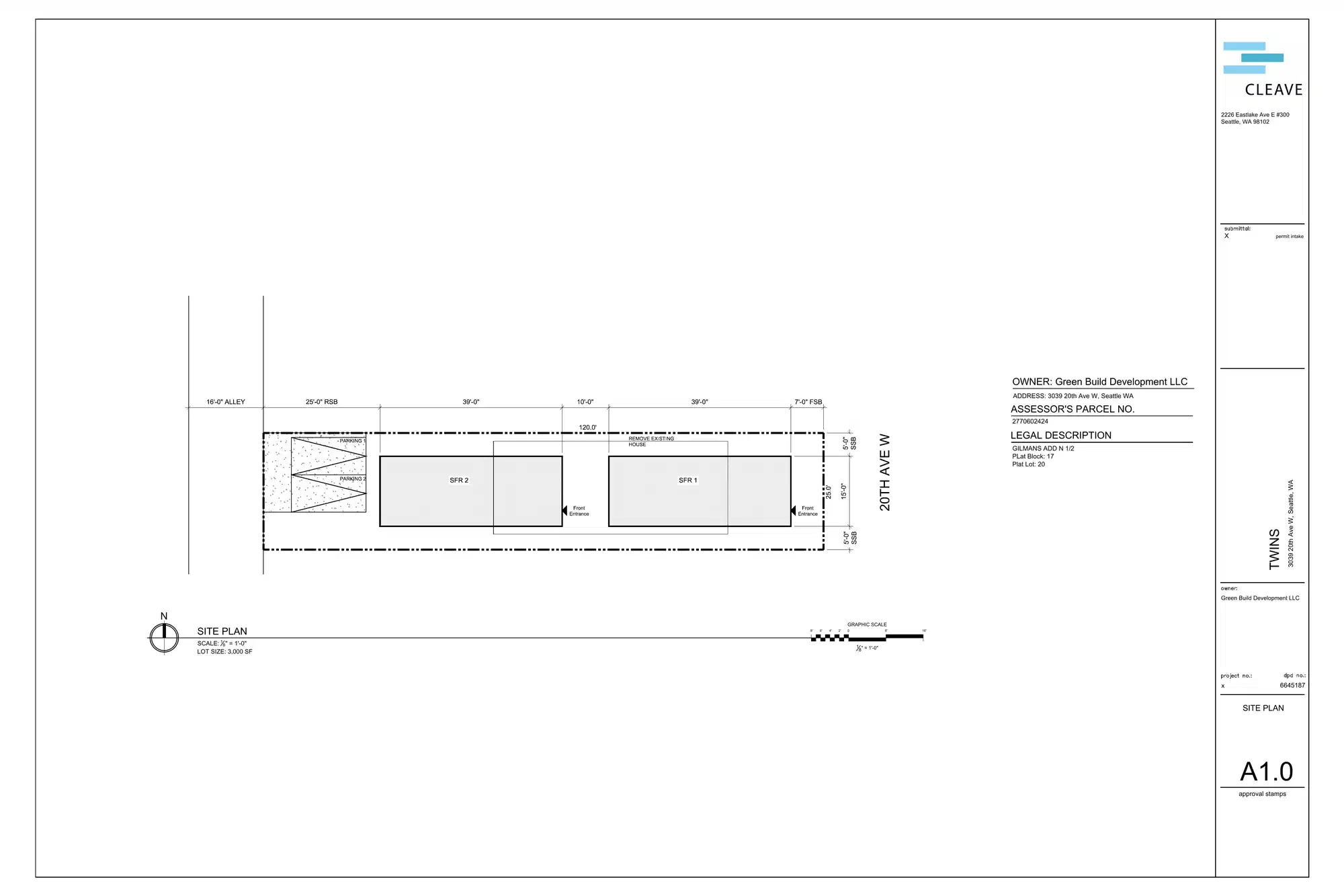 Site plan for 3039 20th Ave W