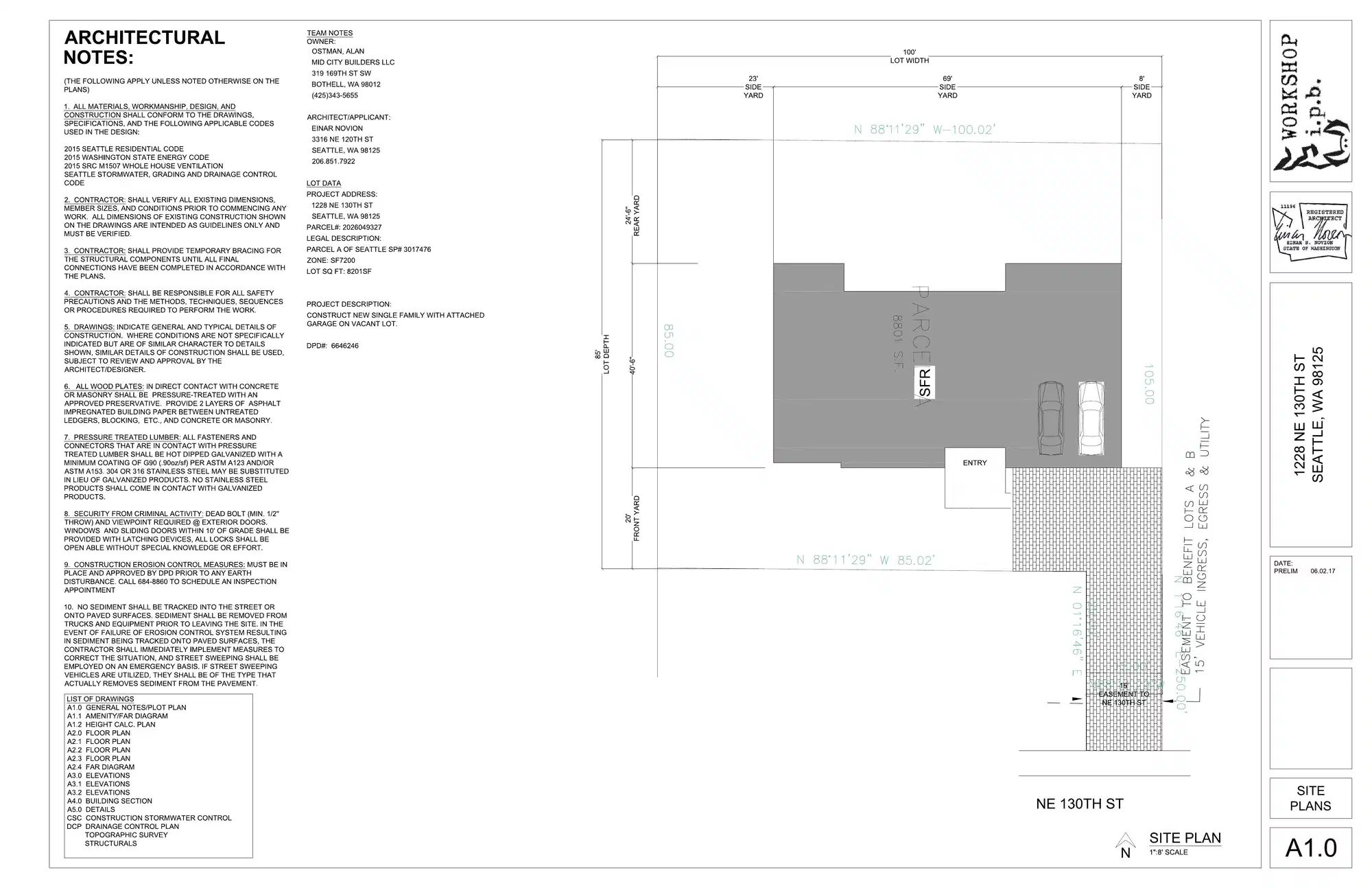 Site plan for 1228 NE 130th St