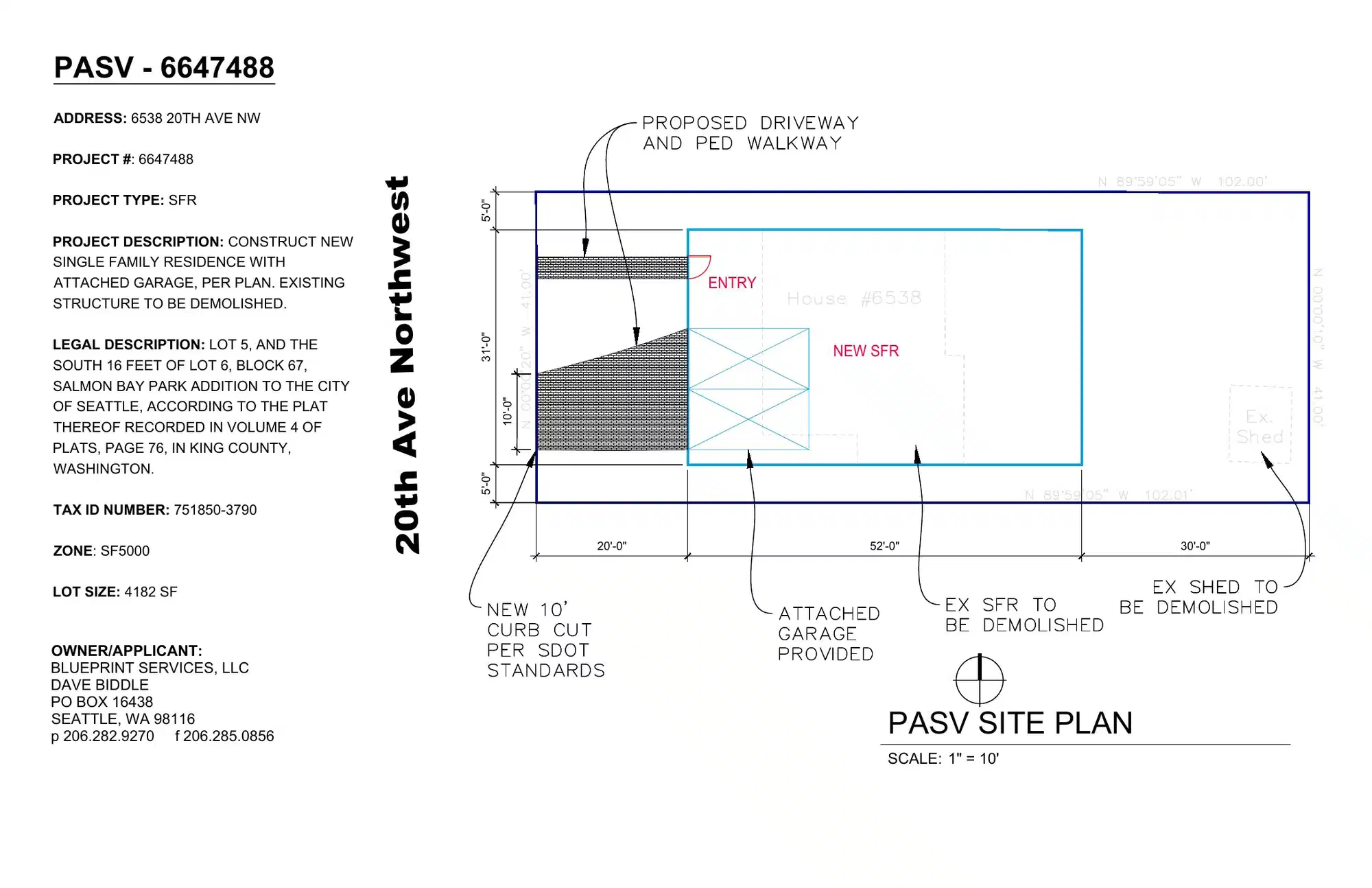 Site plan for 6538 20th Ave NW