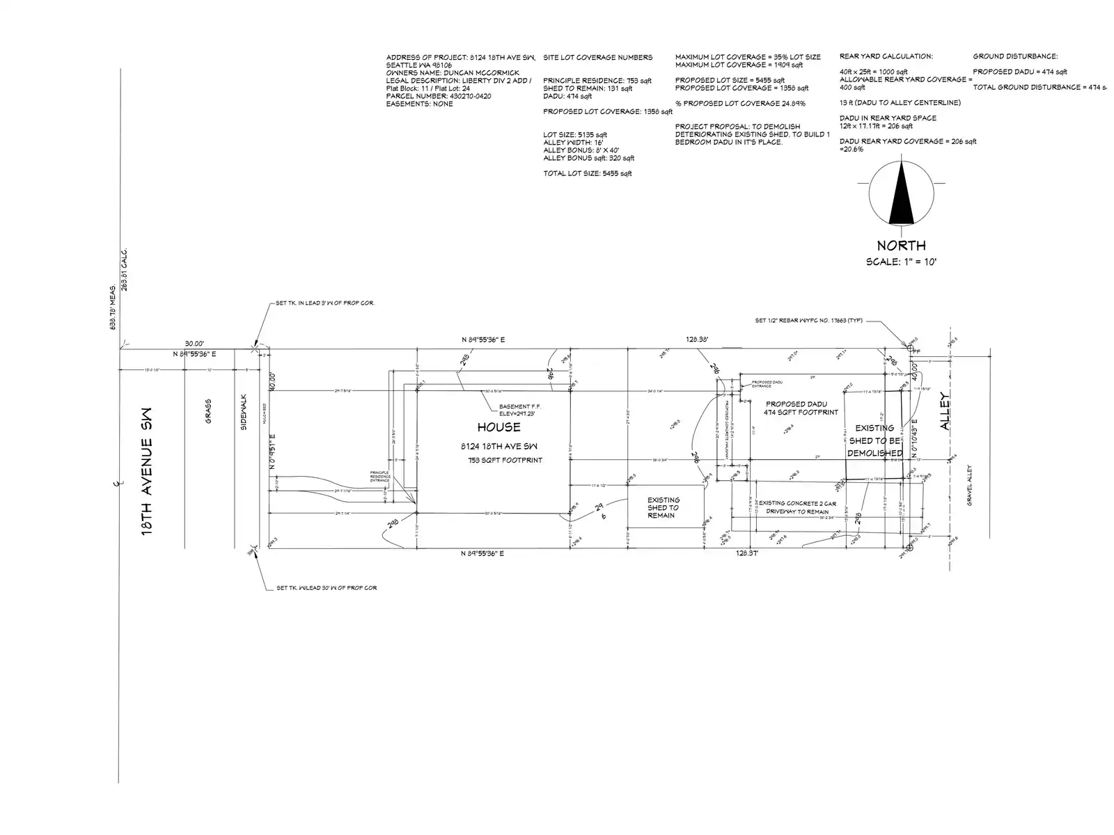 Site plan for 8124 18th Ave SW