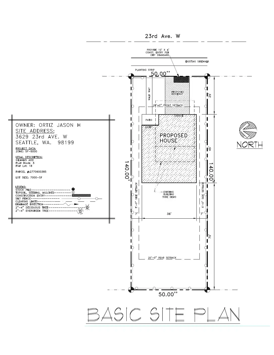 Site plan for 3629 23rd Ave W