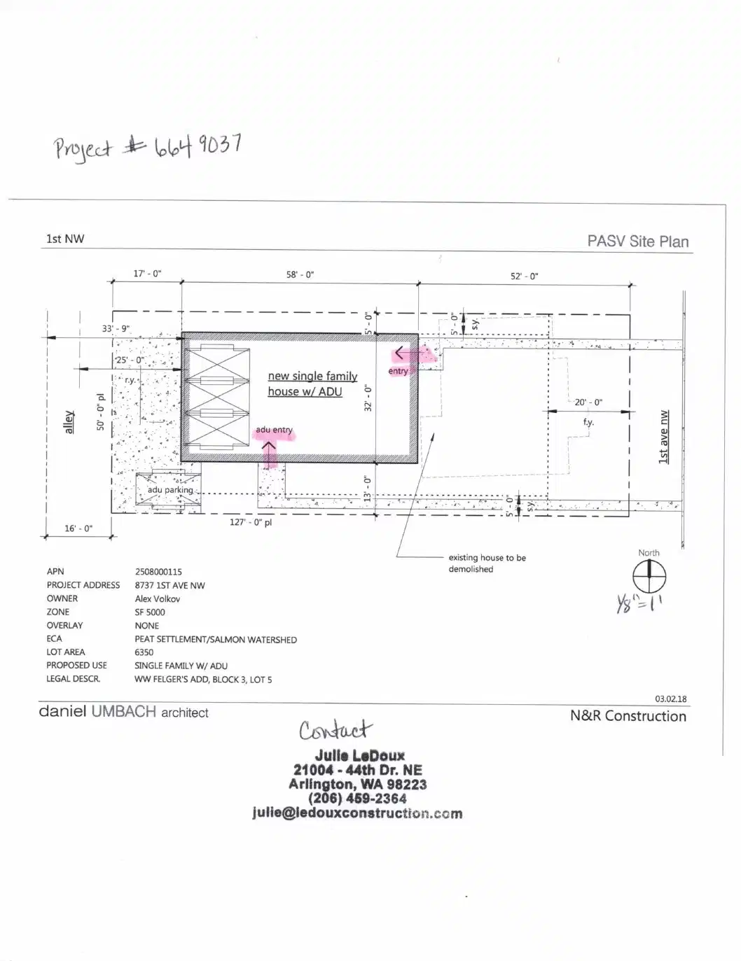 Site plan for 8737 1st Ave NW