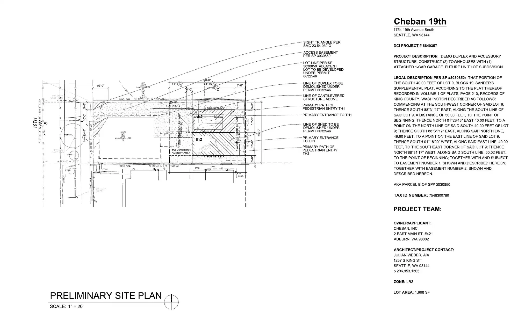 Site plan for 1754 19th Ave S