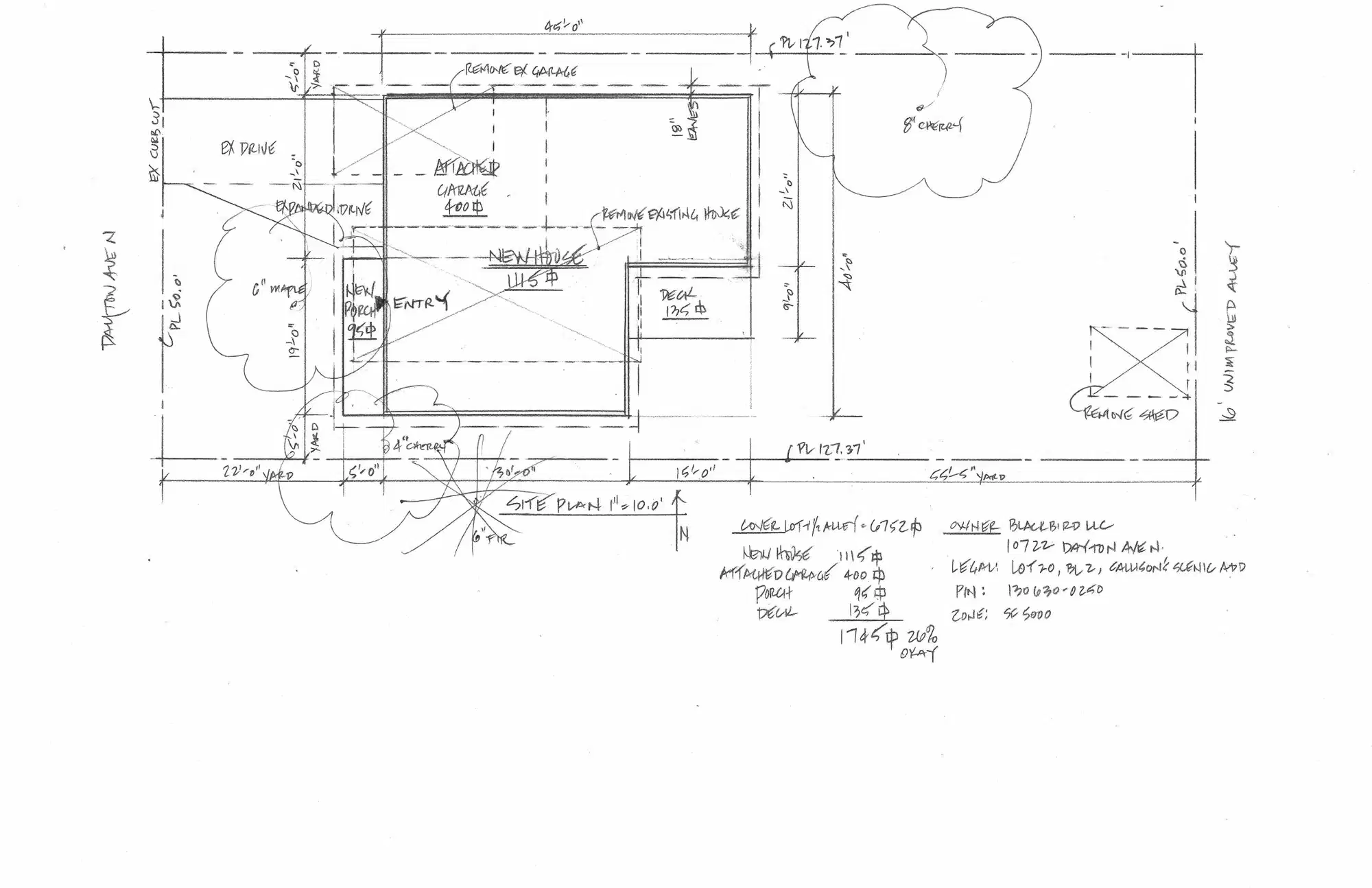 Site plan for 10722 Dayton Ave N