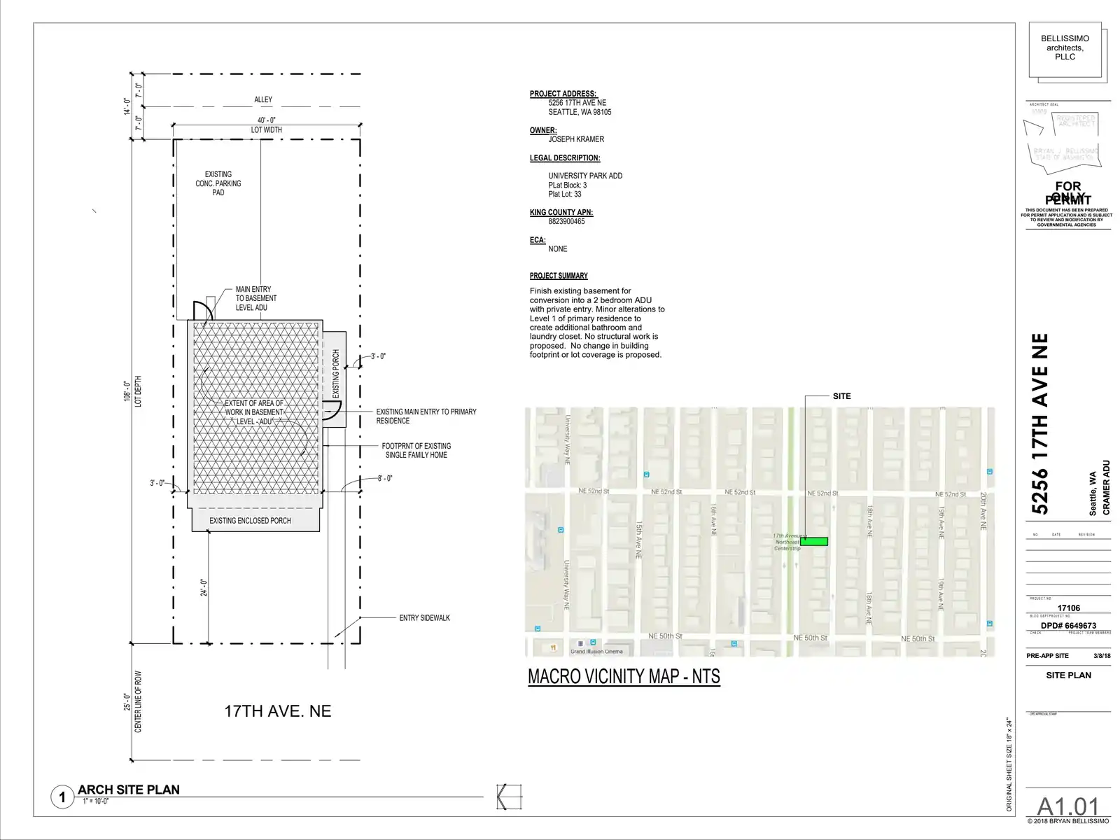 Site plan for 5256 17th Ave NE