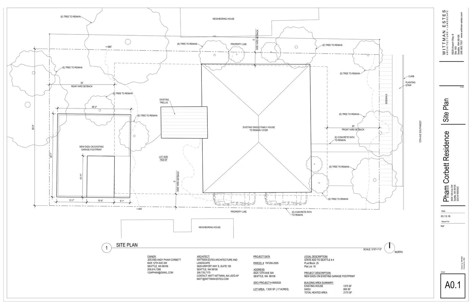 Site plan for 8425 12th Ave SW