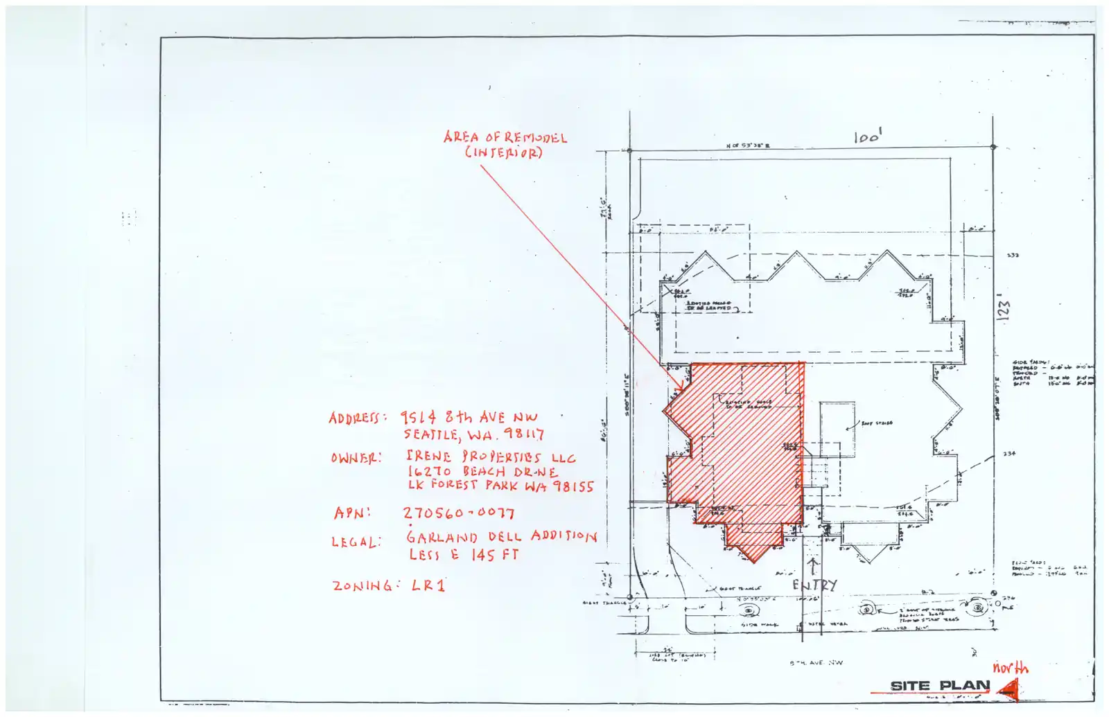Site plan for 9514 8th Ave NW