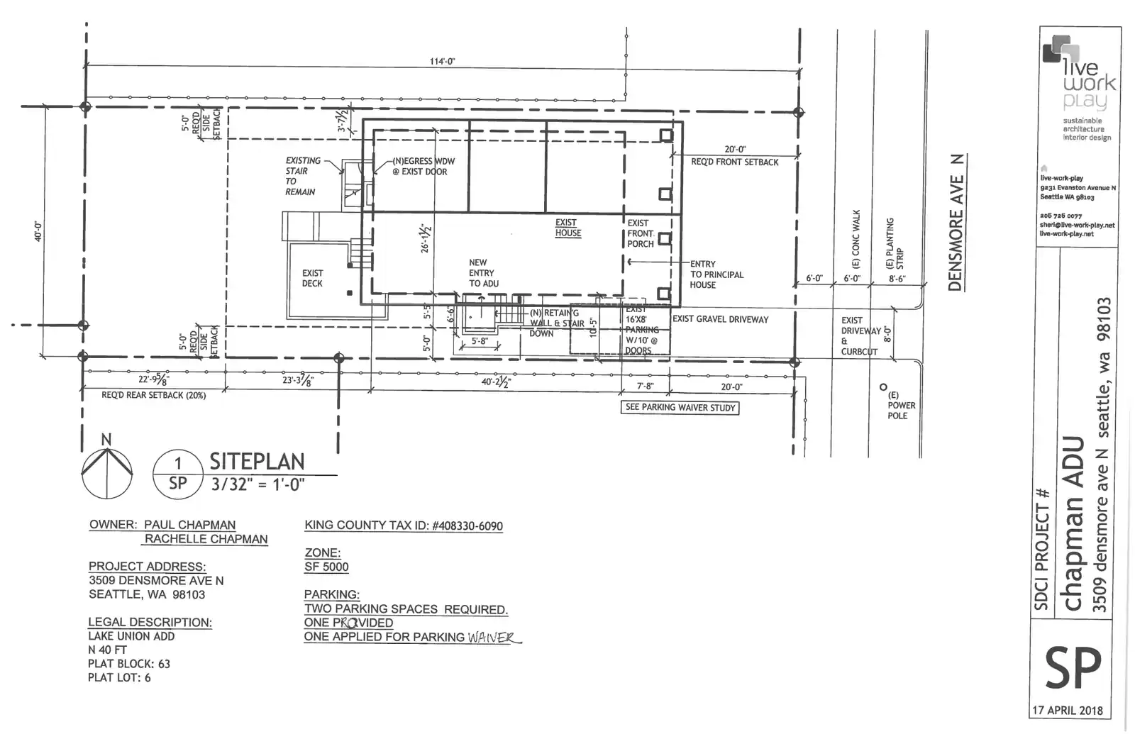 Site plan for 3509 Densmore Ave N