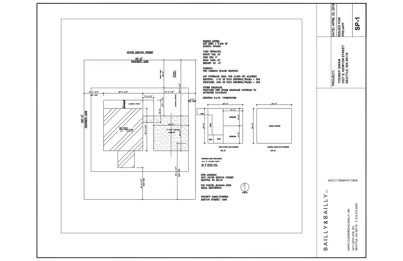 Site plan for 3527 S Kenyon St
