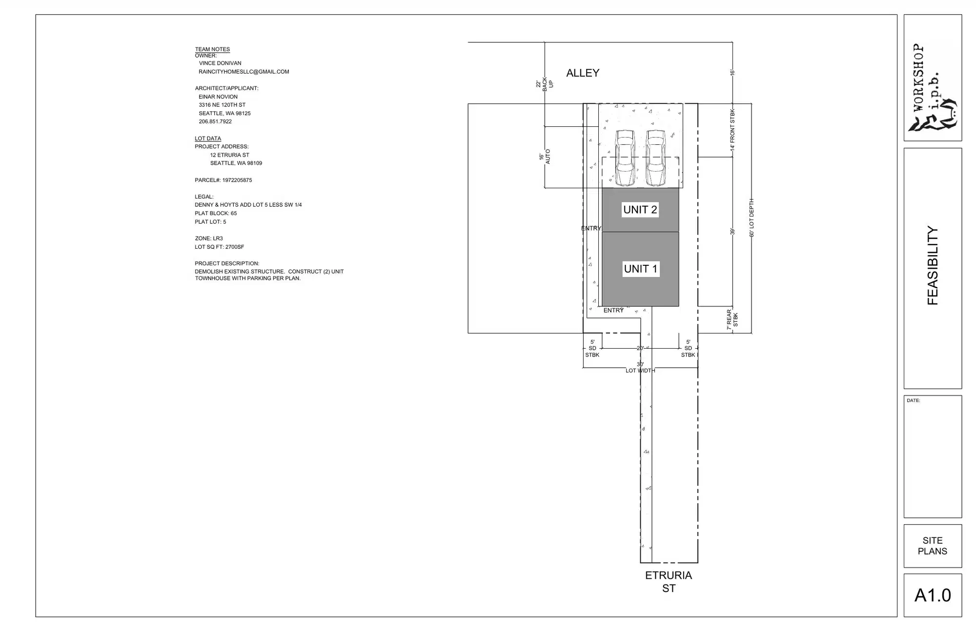 Site plan for 16 Etruria St