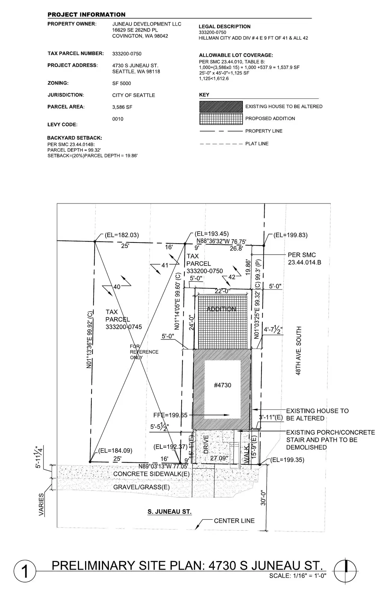 Site plan for 4730 S Juneau St