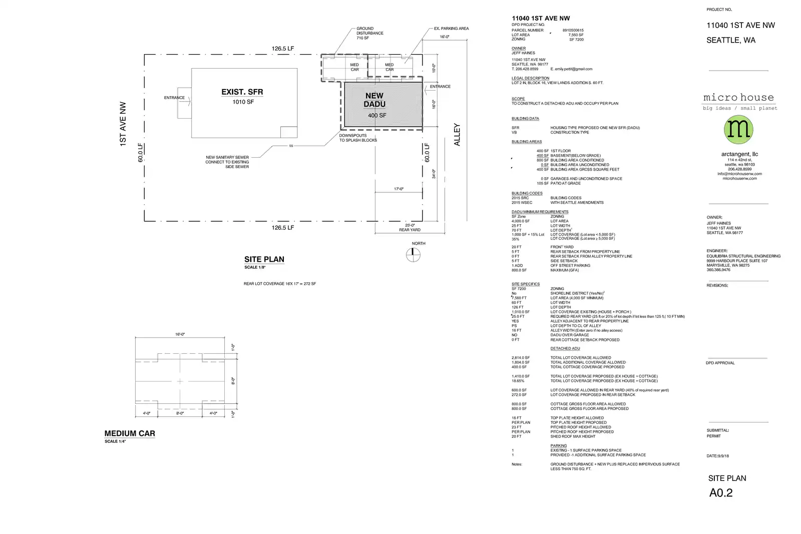 Site plan for 11040 1st Ave NW