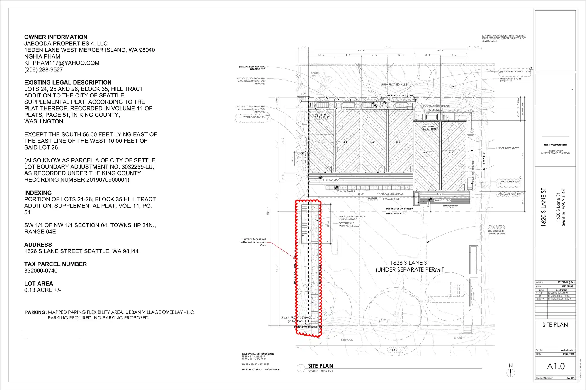 Site plan for 1620 S Lane St