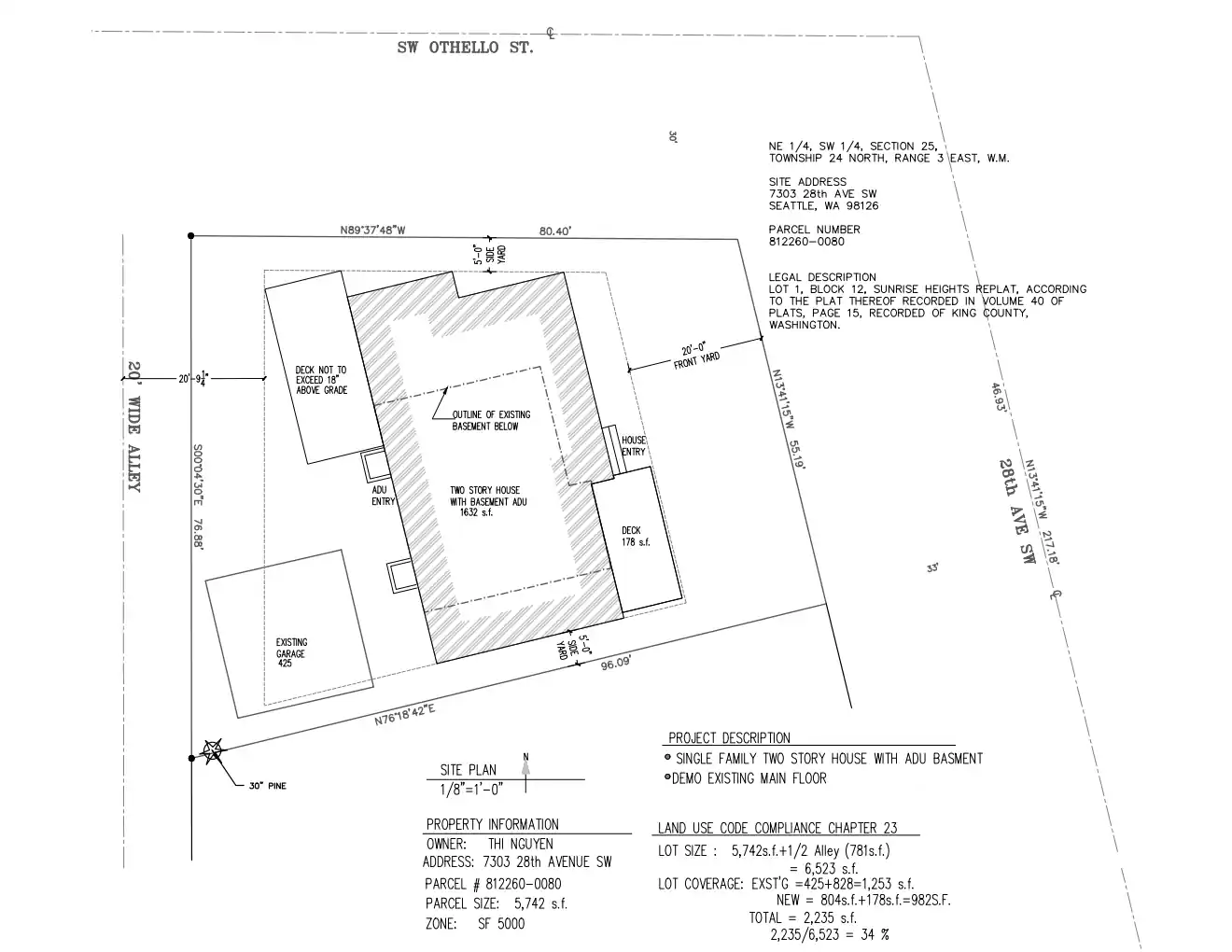 Site plan for 7303 28th Ave SW