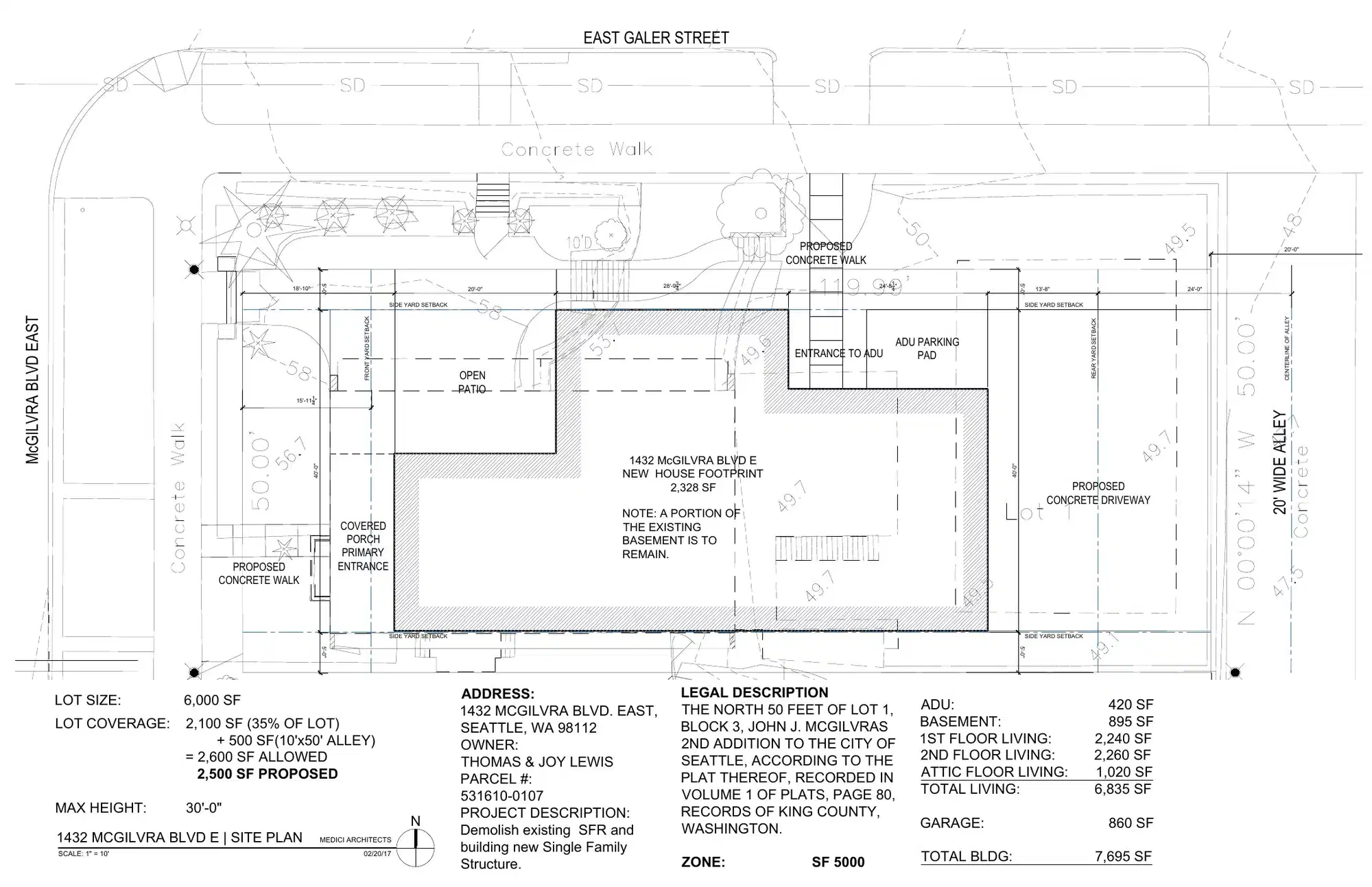 Site plan for 1432 Mcgilvra Blvd E